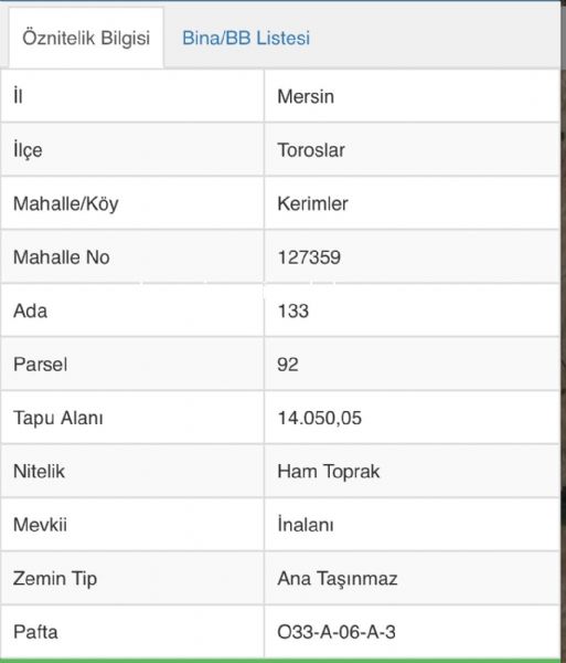 MERSİN TOROSLAR KERİMLER KÖYÜNDE SATILIK TARLA